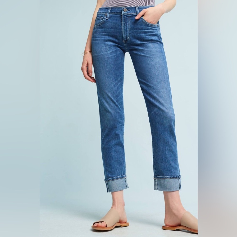 Citizens Of Humanity Blue Straight Crop Jeans